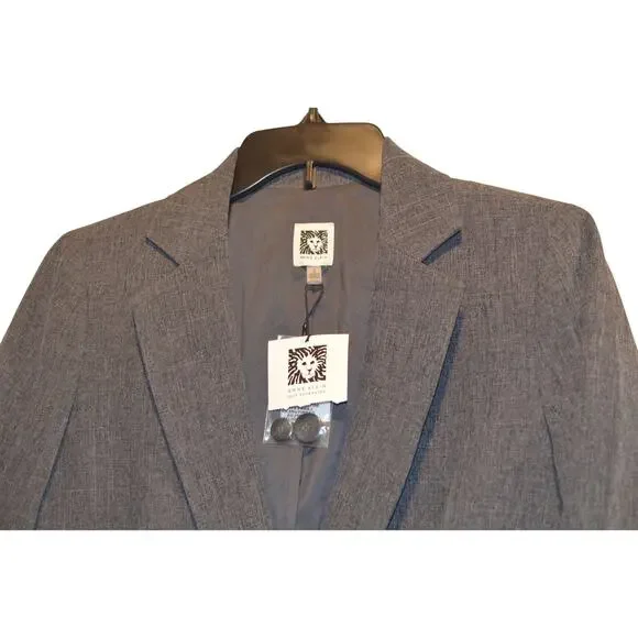 Anne Klein Women's One-Button Long-Sleeve Blazer Jacket in Charcoal Gray